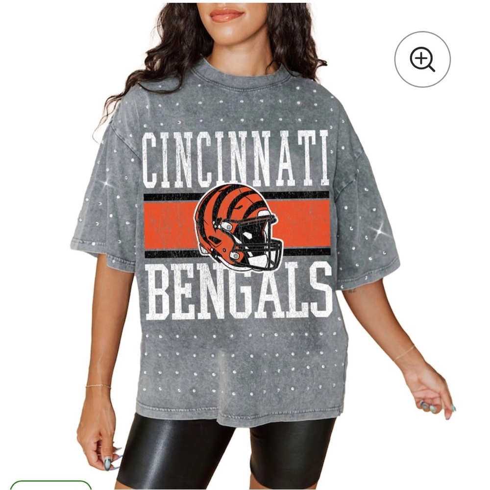NWOT GAMEDAY COUTURE CINCY BENGALS RHINESTONE OVERSIZED SHIRT